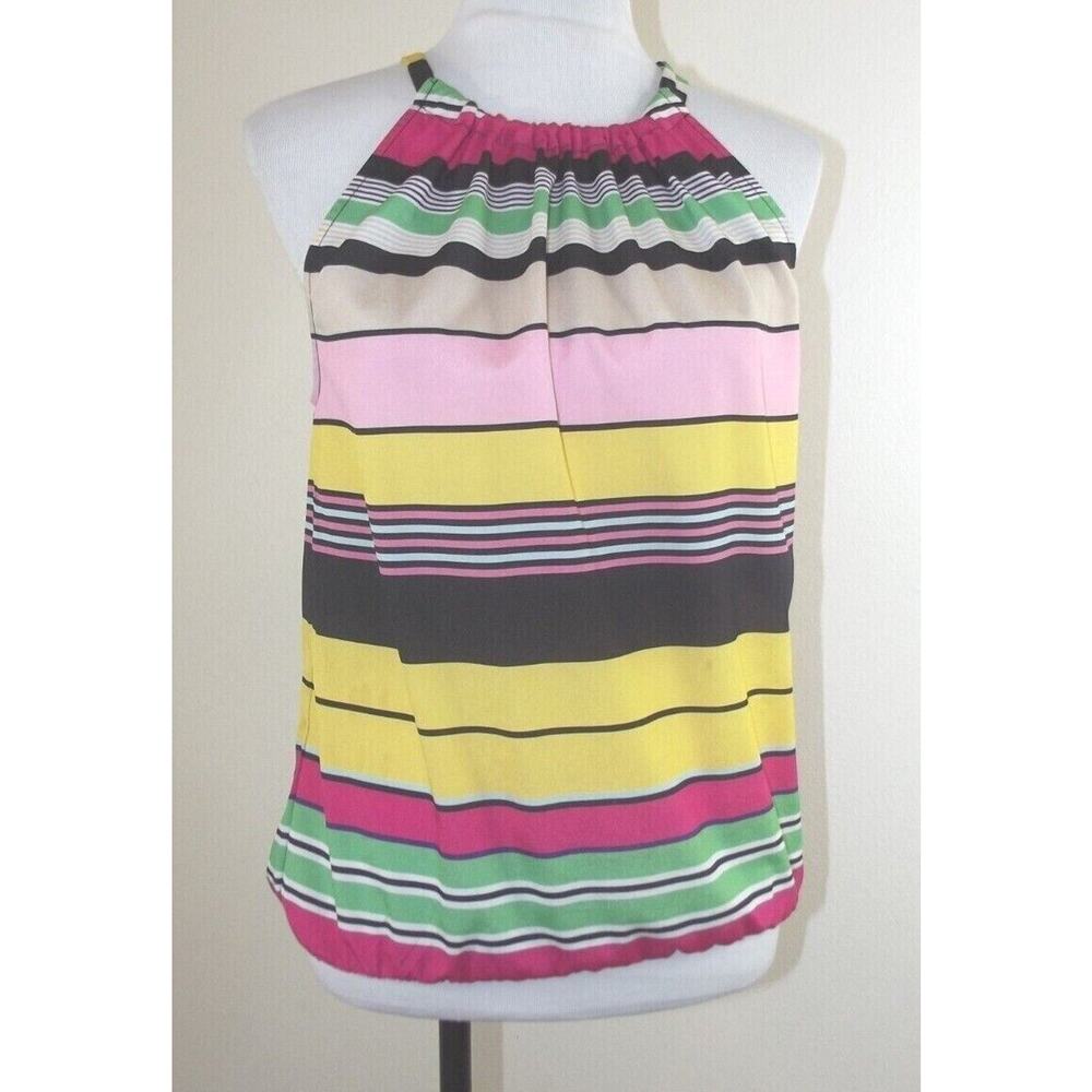 7th Avenue New York & Co Striped HALTER TOP - Size XS - Multi Stripe Keyhole